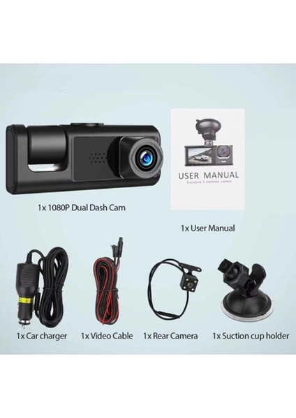 çınar ticaret s-1 1080p araç ıçi kamera 3 kameralı ( ön görüş - geri görüş - ıç görüş ) gece görüşlü indirimleri