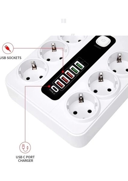 çınar ticaret hp-h04 3000w 10amper 6’lı 2metre uzatma kablolu çoklu termal akım priz fırsatları