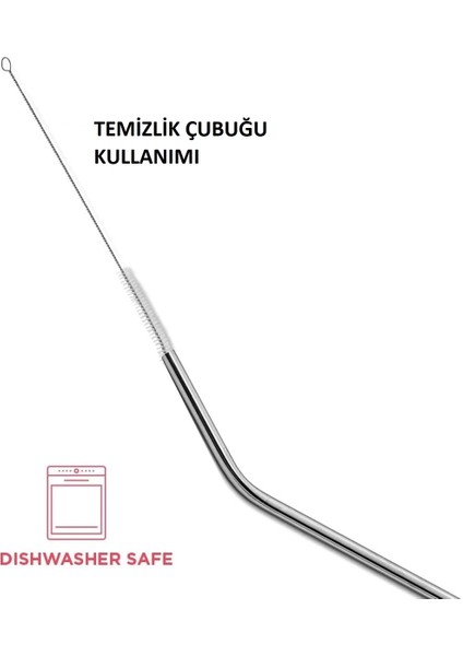 çınar ticaret çelik pipet paslanmaz çelik metal meşrubat pipeti ve pipet temizleme fırçası seti 5 parça fırsatları