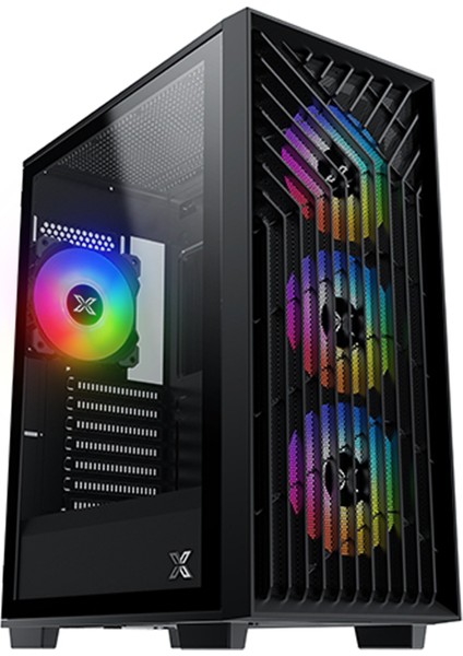 çınar ticaret xıgmatek lux g odın en49943 750w manyetik temperli cam 4*12cm argb fan+kumandalı gaming oyuncu kasası