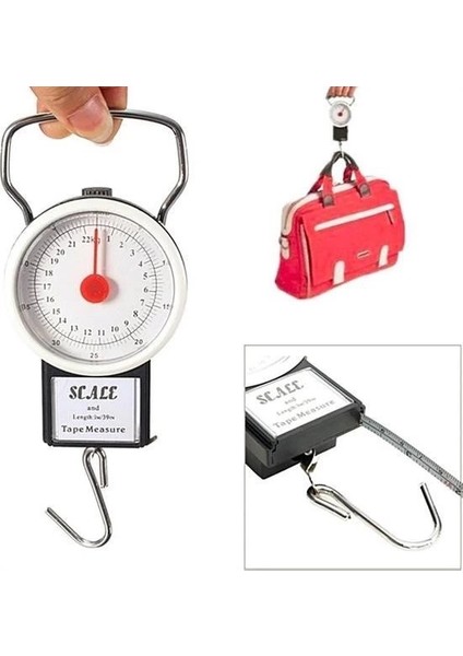 çınar ticaret 22 kg/50lb kancalı tartı aleti 1 metre mezuralı askılı balıkçı terazisi