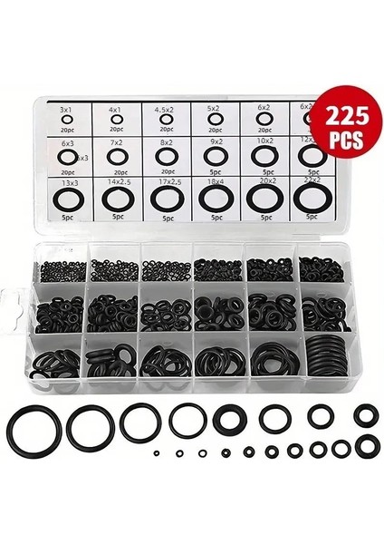 çınar ticaret 225 parça kauçuk conta seti ,kendiliğinden saklama kutulu o halkası seti