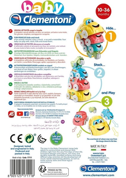 çınar ticaret 17111 baby clementoni renkli araçlar / 6-36 ay modelleri