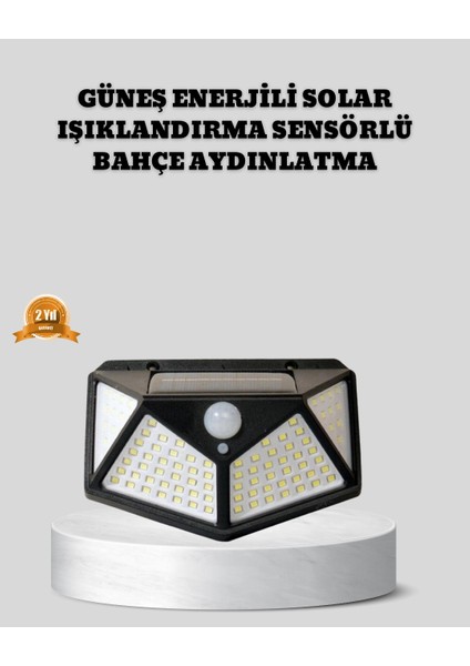 çınar ticaret güneş enerjili aydınlatma 100 led sensörlü solar dış mekan lamba