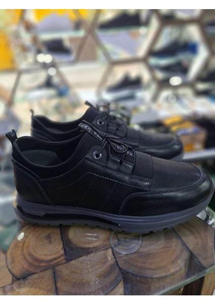 Siyah Deri Su Geçirmez Comfort Mevsimlik-Kışlık Lastik Bağcık Erkek Sneaker ayakkabı fiyatları