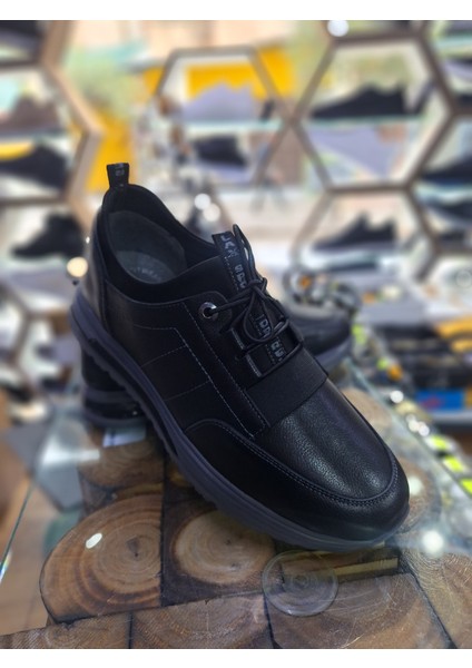 Siyah Deri Su Geçirmez Comfort Mevsimlik-Kışlık Lastik Bağcık Erkek Sneaker ayakkabı modelleri