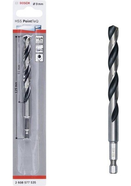çınar ticaret bosch pointteq altıgen şaftlı hss matkap ucu 9 mm