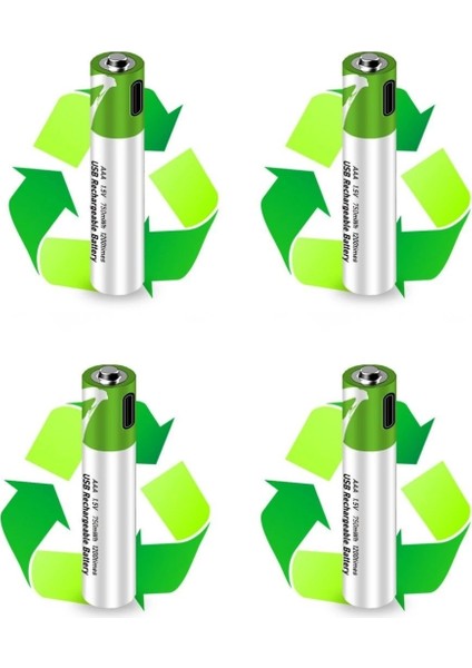 çınar ticaret usb type-c şarjlı 4 adet aaa 1.5v lityum kalem pil 750mah uzun ömürlü