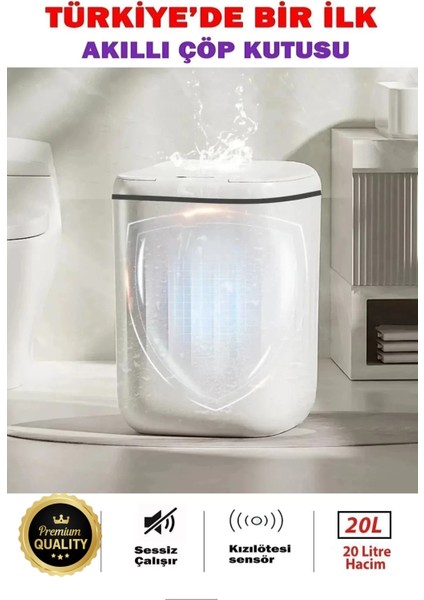 çınar ticaret akıllı teknolojik çöp kutusu otomatik sensörlu çöp tenekesi pilli çöp kovası 20l
