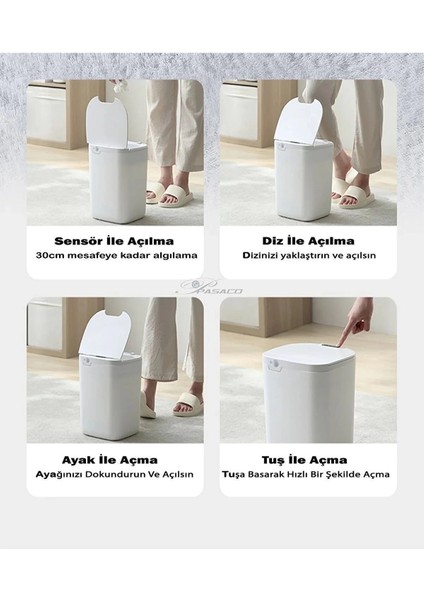 çınar ticaret akıllı teknolojik çöp kutusu otomatik sensörlu çöp tenekesi pilli çöp kovası 20l fiyatları