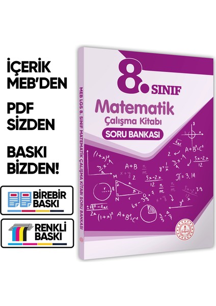 2026 8.Sınıf LGS Matematik MEB Çalışma Kitabı Soru Bankası (Renkli Baskı A4 Boyutlu) BASKI ÜCRETİ