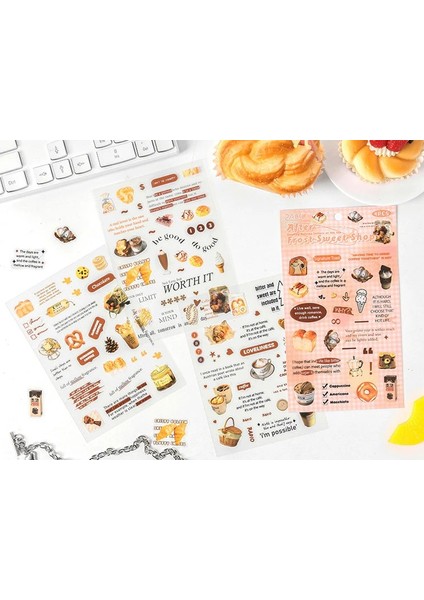 Vintage Sticker Sweet Shop Stiker Çıkartma Etiket 4'lı Set- Tatlı Tuzlu Pastahane fiyatları