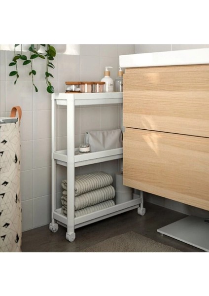 çınar ticaret vesken beyaz 3lü tekerlekli dikdörtgen raf ünitesi banyo mutfak düzenleyici raf modern depolama raf modelleri