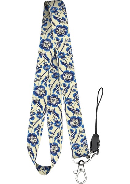 Çini Motifli Çiçek Temalı Ekru Boyun Askı Ipi (A19)