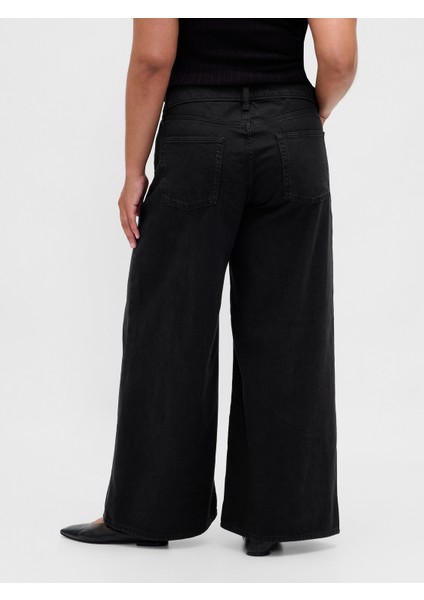 Kadın Siyah Mid Rise Ultrasoft Extra Baggy Jean Pantolon fiyatları