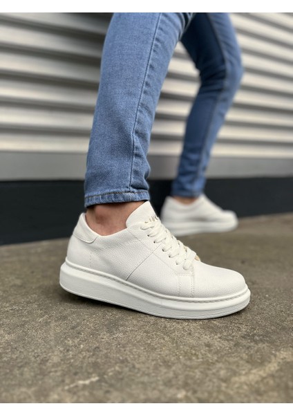 JY151 Boost Bağcıklı Cilt Erkek Günlük Sneaker Ayakkabı Cbt - Beyaz