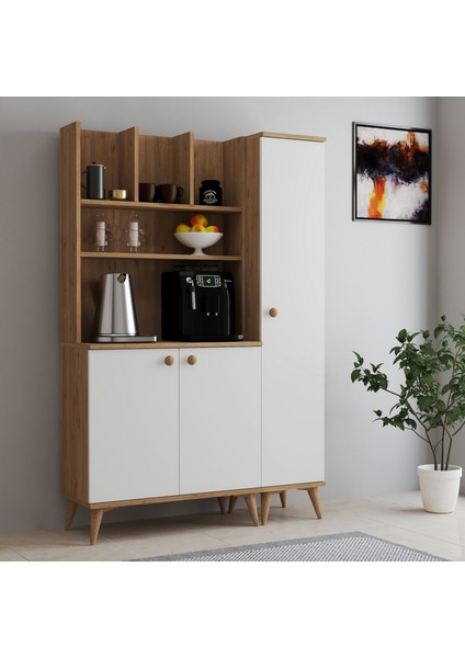 Fernıso Modern Ahşap Tasarım Dolaplı Kahve Köşesi