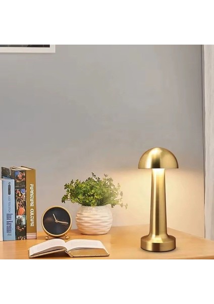 Dekoratif Dokunmatik 3 Farklı Renk Seçenekli Mantar Masa Lambası Gold modelleri