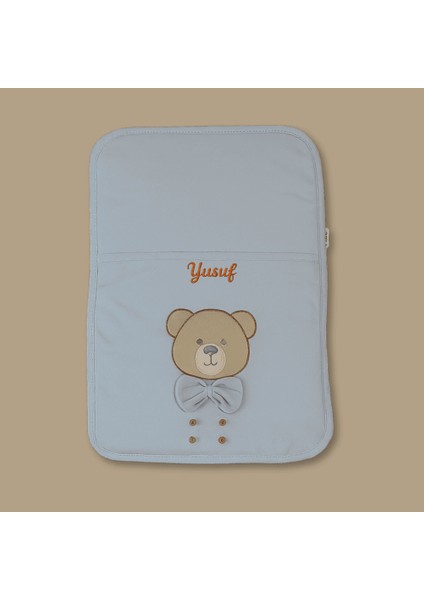 Fiyonklu Ayıcık Desenli Isme Özel Nakışlı Mavi 3 Lü Bebek Alt Açma Seti fırsatları