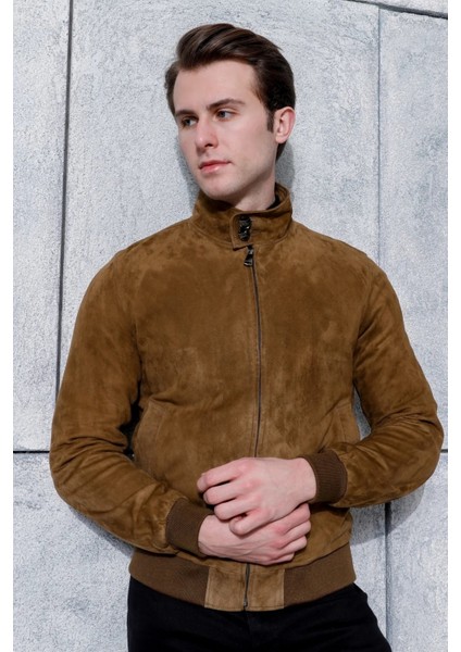 Kolej Hakiki Deri Taba Erkek Süet Ceket