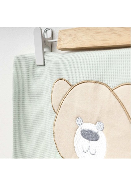 Isme Özel Nakışlı Fiyonklu Ayıcık Desenli Mint Yeşil Bebek Battaniyesi modelleri