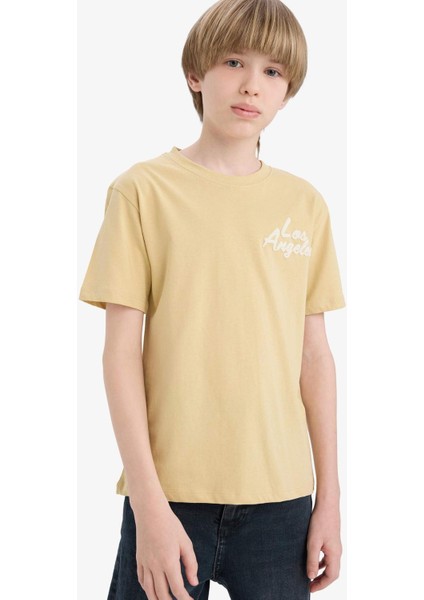 Erkek Çocuk Bisiklet Yaka Baskılı Kısa Kollu Tişört