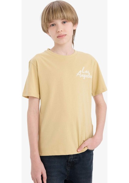 Erkek Çocuk Bisiklet Yaka Baskılı Kısa Kollu Tişört