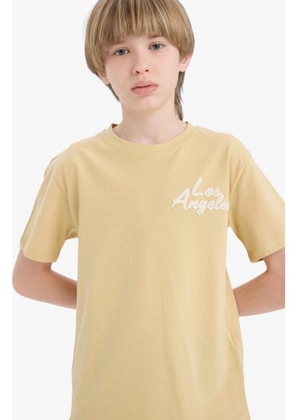 Erkek Çocuk Bisiklet Yaka Baskılı Kısa Kollu Tişört