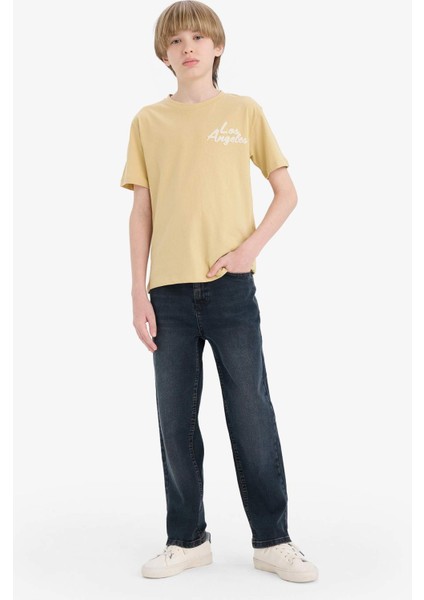 Erkek Çocuk Bisiklet Yaka Baskılı Kısa Kollu Tişört