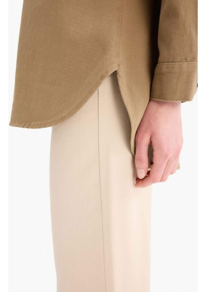 Relax Fit Basic Düz Gabardin Uzun Kollu Gömlek Tunik A6474AX25SP