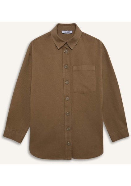 Relax Fit Basic Düz Gabardin Uzun Kollu Gömlek Tunik A6474AX25SP