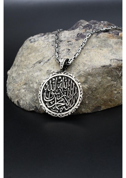 Kelime-I Tevhid Yazlı 925 Ayar Gümüş Kolye Kral Zincir 2mm 902424 modelleri