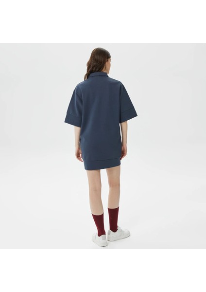 Kadın Loose Fit Kısa Kollu Polo Yaka Lacivert Elbise fiyatları