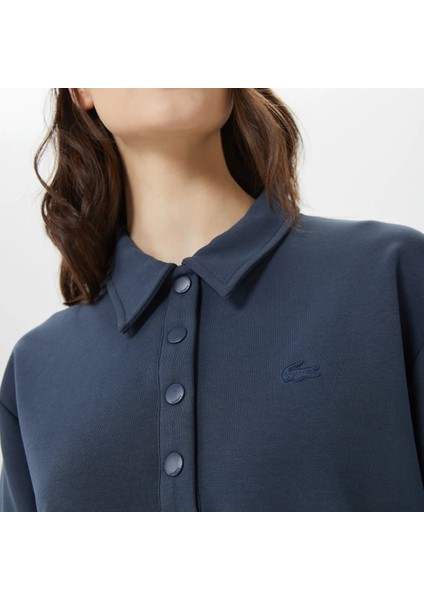 Kadın Loose Fit Kısa Kollu Polo Yaka Lacivert Elbise modelleri