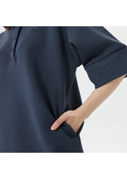 Kadın Loose Fit Kısa Kollu Polo Yaka Lacivert Elbise fırsatları