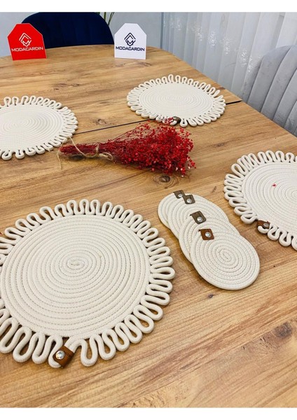 Jüt Hasır Amerikan Servis Supla ve Bardak Altı 8 Parça fırsatları