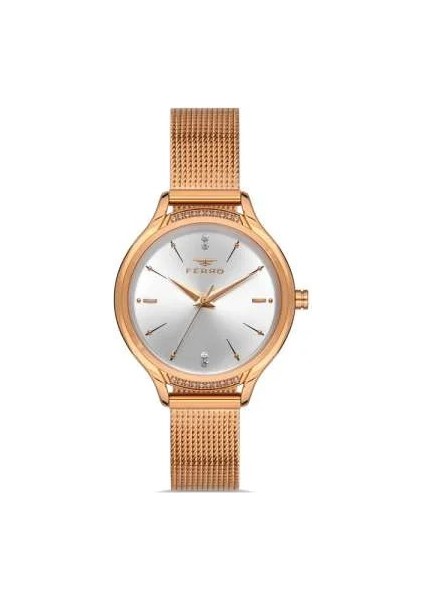 Ferro Rose Renk Hasır Kordonlu Kadın Kol Saati TH-FL21260C-C