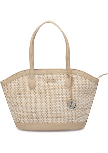 Bej-Hasır Taş-Floater Deri Kadın El Çantası - S25Y1BC80464-V6H