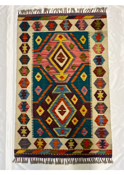 El Dokuma Afgan Kilim Yün Kök Boya