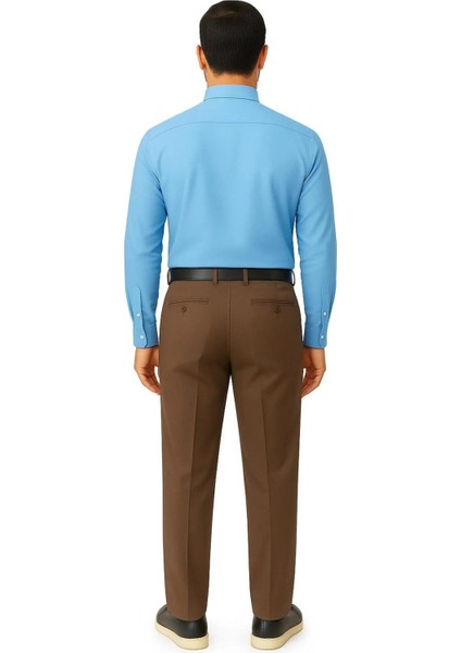 Rahat Kesim Pamuklu Keten Koyu Kahve Baba Erkek Pantolon modelleri