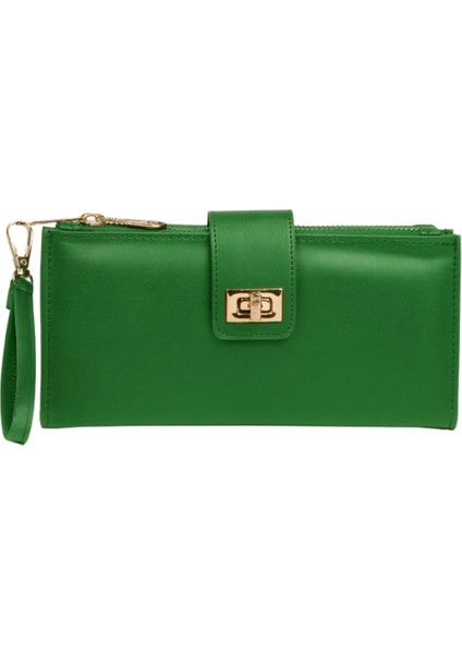 Kadın Venesia Kağıt Bozuk Para Kartlık Bölmeli Kilitli Bilek Askılı Portföy Yeşil Cüzdan fiyatları