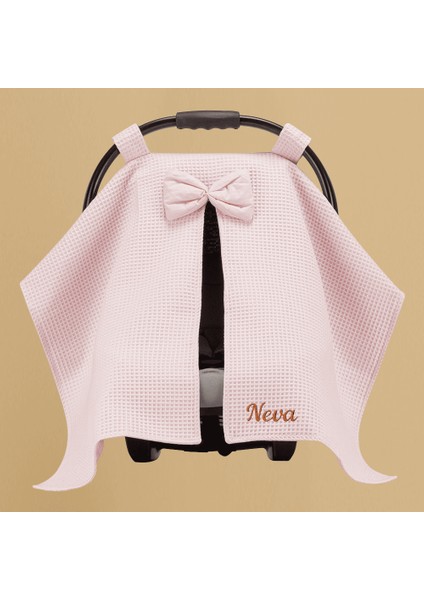 Isme Özel Nakışlı Pembe Renk Bebek Puset Örtüsü fiyatları