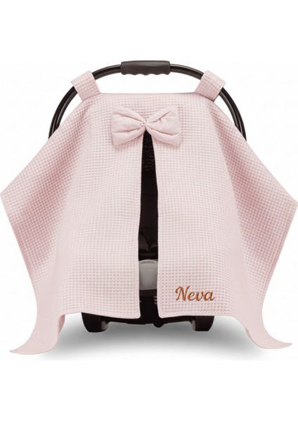 Isme Özel Nakışlı Pembe Renk Bebek Puset Örtüsü indirimleri