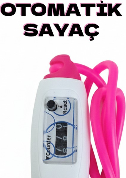 Atlama Ipi Uzunluk Ayarlanabilir Mekanik Sayaçlı Ayarlı Göstergeli Atlama Ipi Pembe