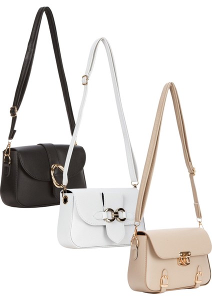Kadın 3'lü Çanta Paketi Çapraz Askılı Omuz Çantası Üç Adet