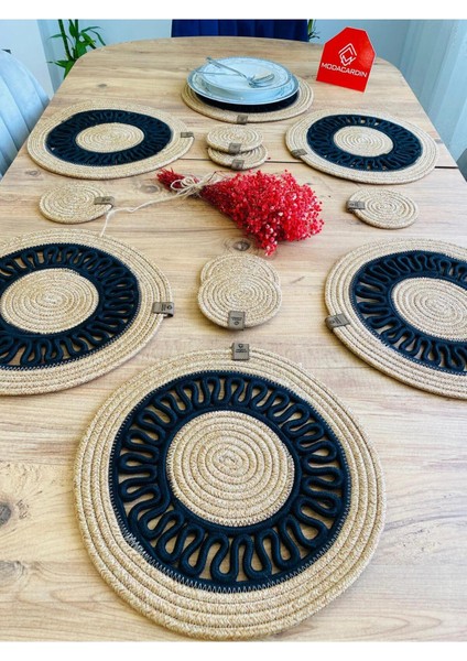 Jüt Hasır Amerikan Servis Supla ve Bardak Altı 12 Parça fiyatları