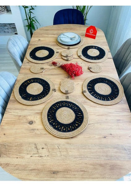 Jüt Hasır Amerikan Servis Supla ve Bardak Altı 12 Parça modelleri