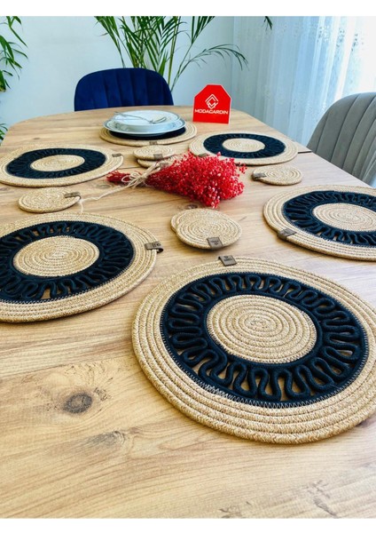 Jüt Hasır Amerikan Servis Supla ve Bardak Altı 12 Parça fırsatları