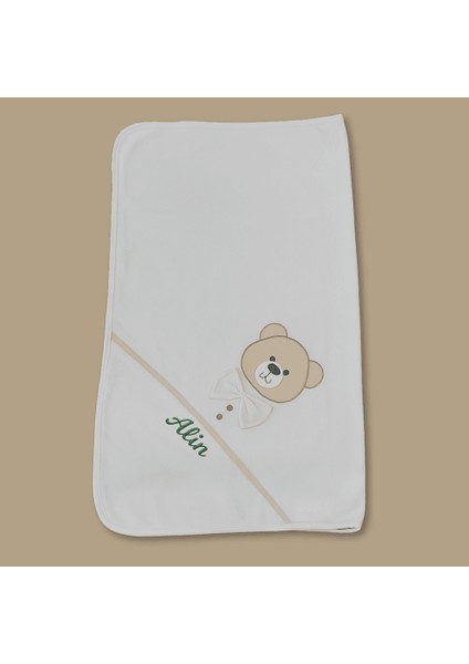 Fiyonklu Ayıcık Desenli Isme Özel Nakışlı Krem 3 Lü Bebek Alt Açma Seti modelleri