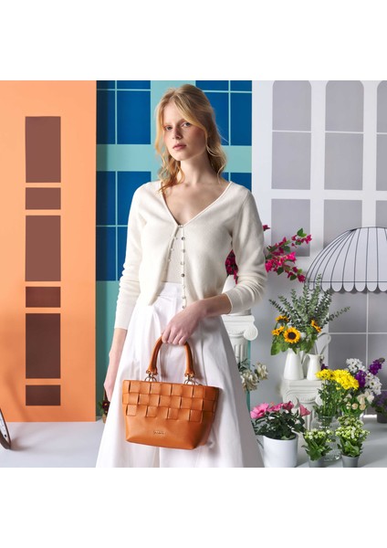 Turuncu Deri Kadın El Çantası - S25Y1BC80408-T6T